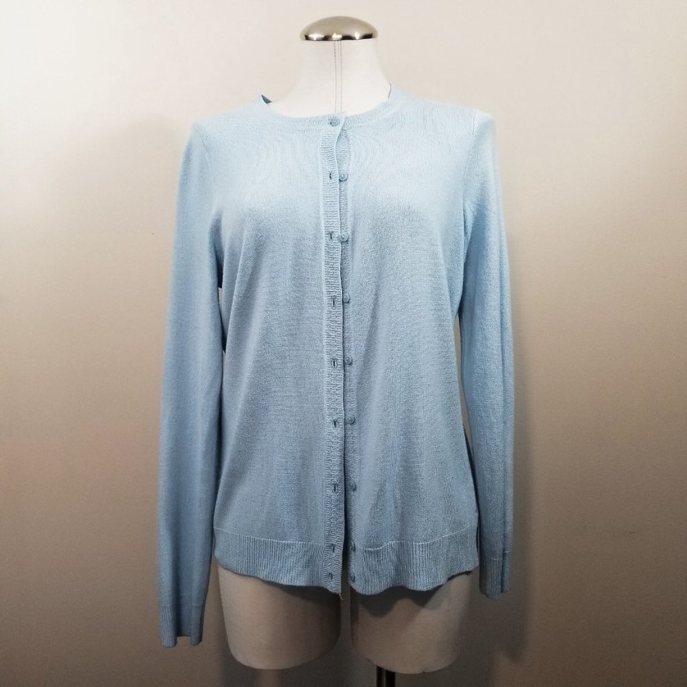 CROFT & BORROW Baby Blue Button Down Sweater